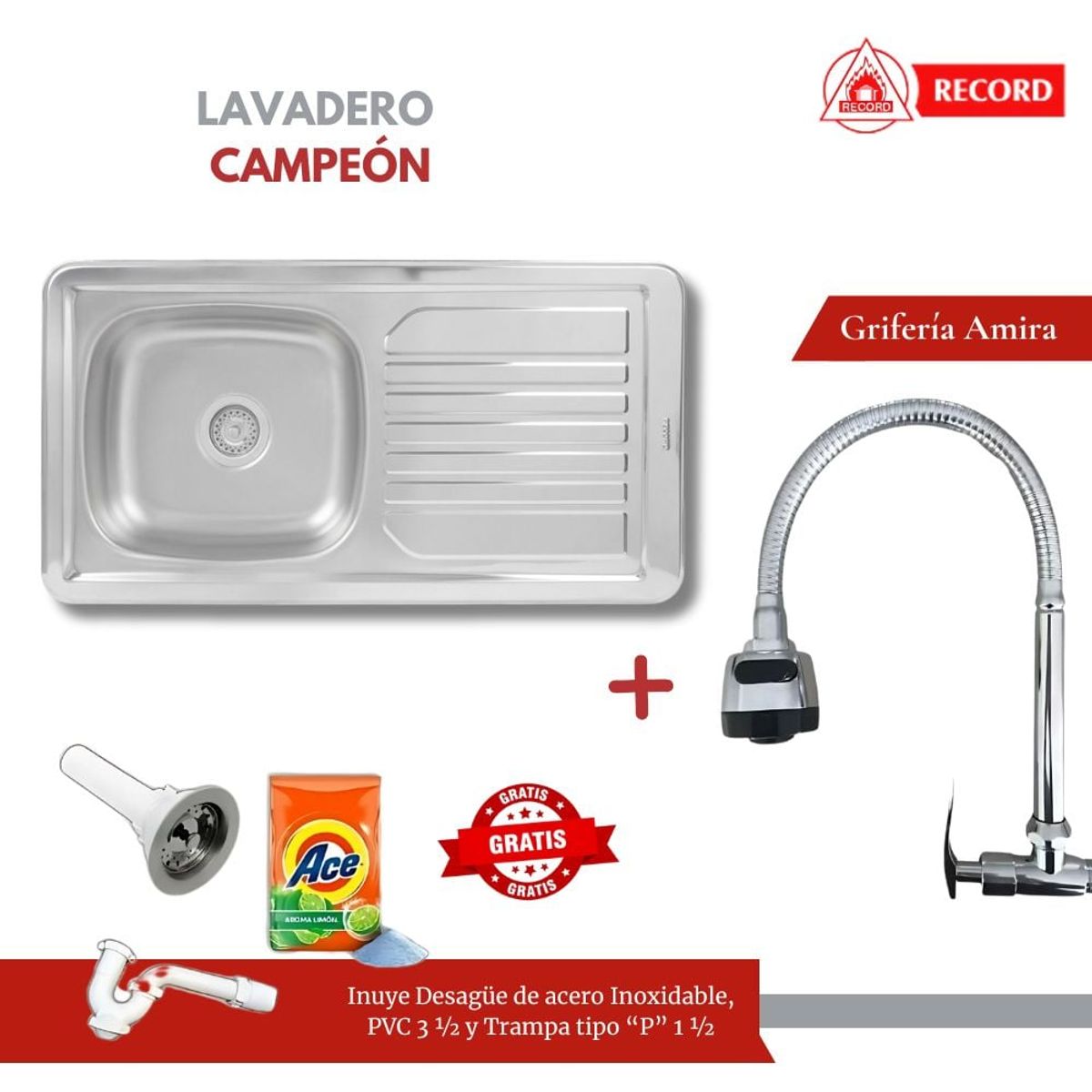 EJESA CREA TU ESPACIO IDEAL - COMBO LAVADERO CAMPEÓN RECORD + GRIFERÍA AMIRA