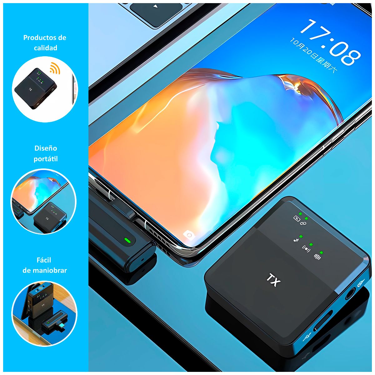 GENERICO - Micrófono Inalámbrico Solapero 3 en 1 Tipo C