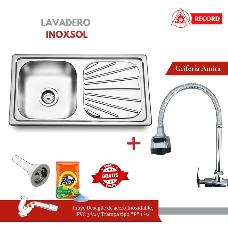 EJESA CREA TU ESPACIO IDEAL - COMBO LAVADERO INOXSOL RECORD + GRIFERÍA AMIRA