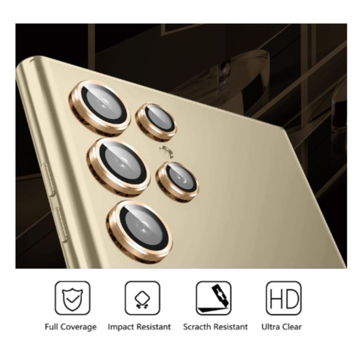 GENERICO - Mica de Cámara Dorado para Samsung S24 ULTRA