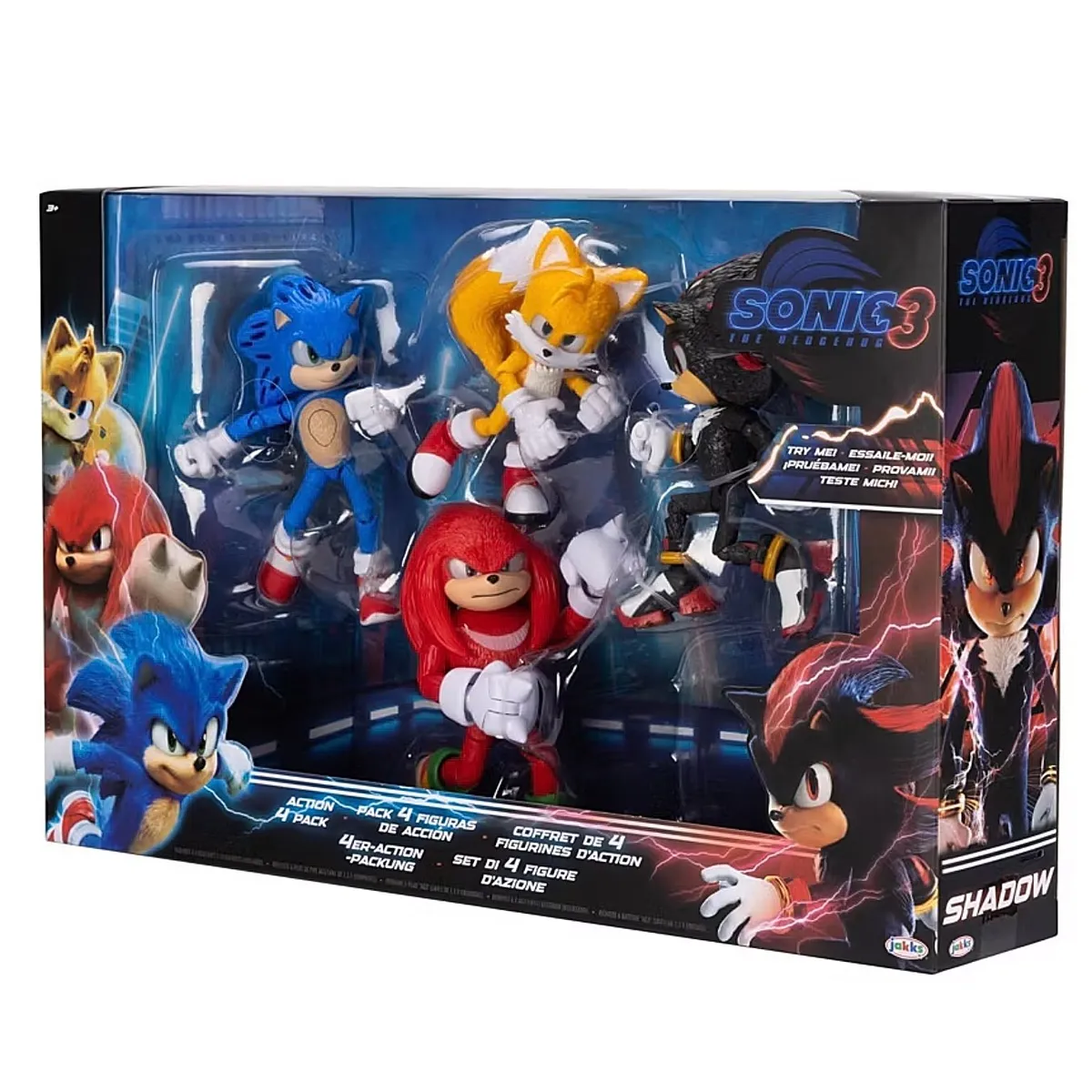 JAKKS PACIFIC - Set 4 Figuras Sonic 3 Shadow Colas & Knuckles con Luces