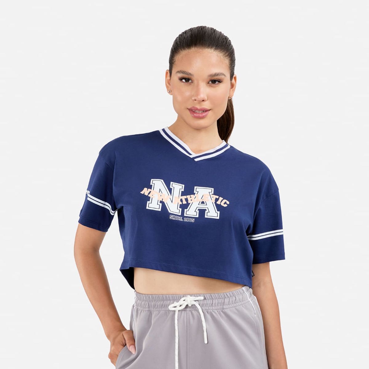 NEW ATHLETIC - Polo Crop New Athletic Amelia Azul OscuroBlanco Mujer