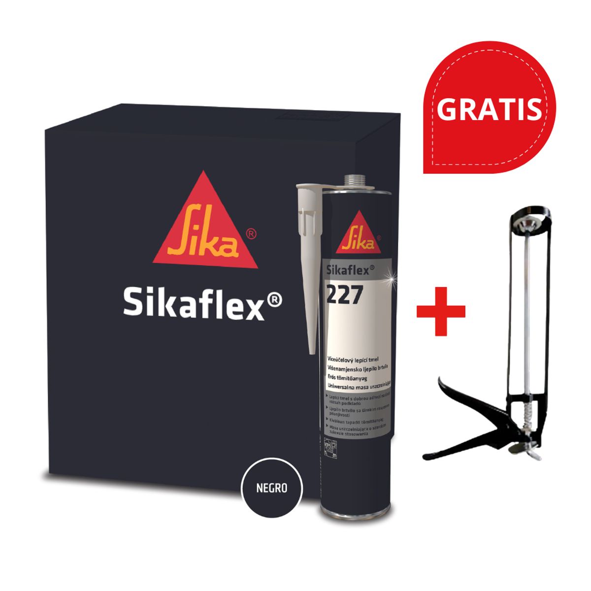 SIKA - Adhesivo Carrocerías Sikaflex 227 Negro x300ML+1 aplicador