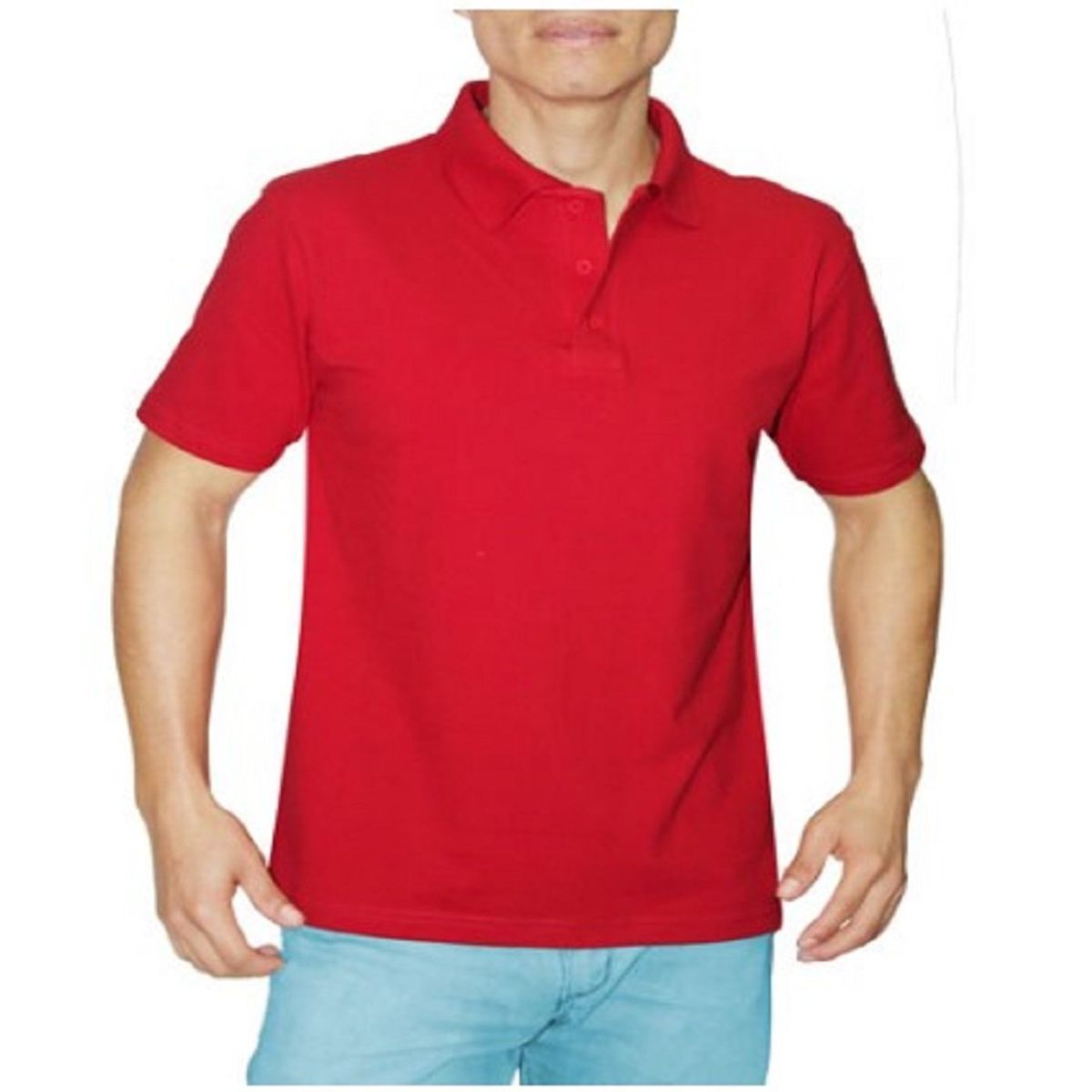 GENERICO - POLO CUELLO CAMISERO MANGA CORTA PIQUE PARA HOMBRE ROJO