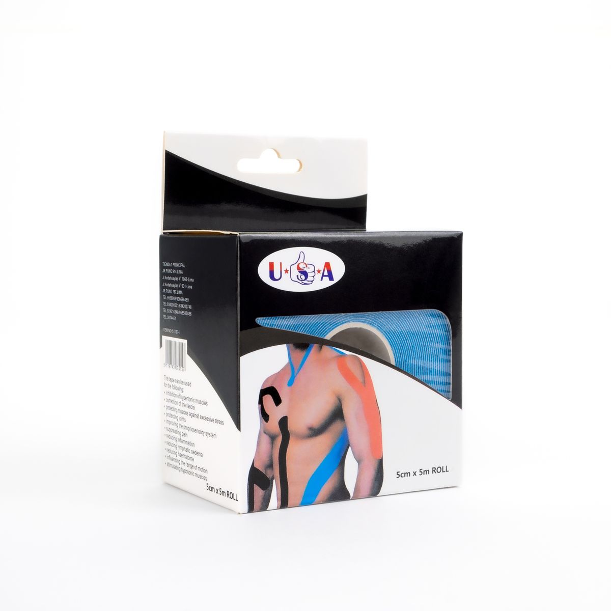 GENERICO - Cinta Venda Kinesiológica Azul de 5 X 5 CM