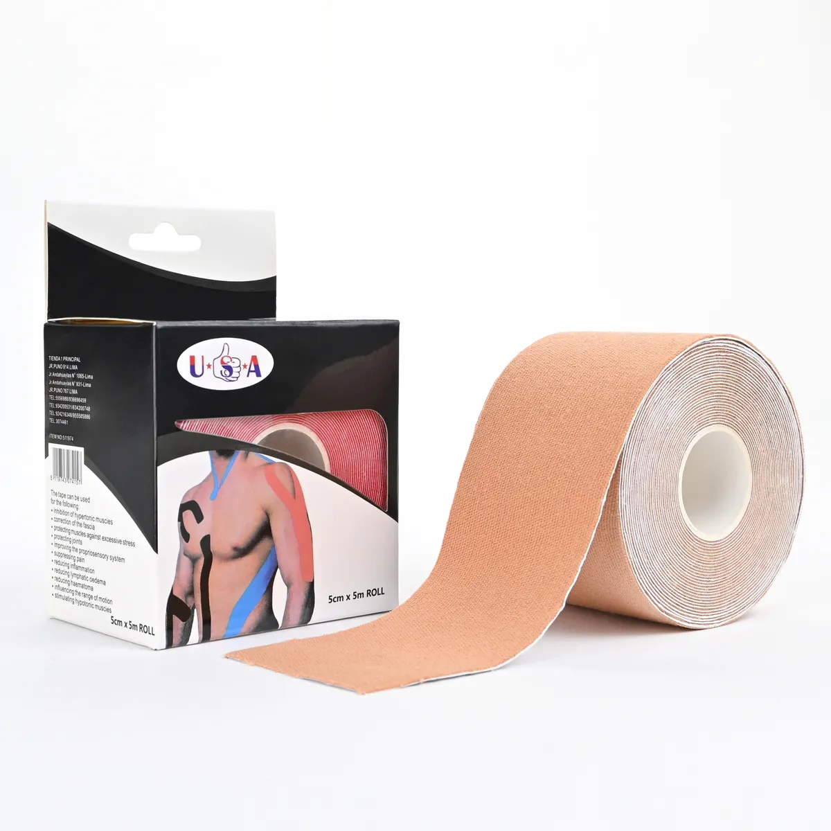 GENERICO - Cinta Venda Kinesiológica Piel de 5 X 5 CM