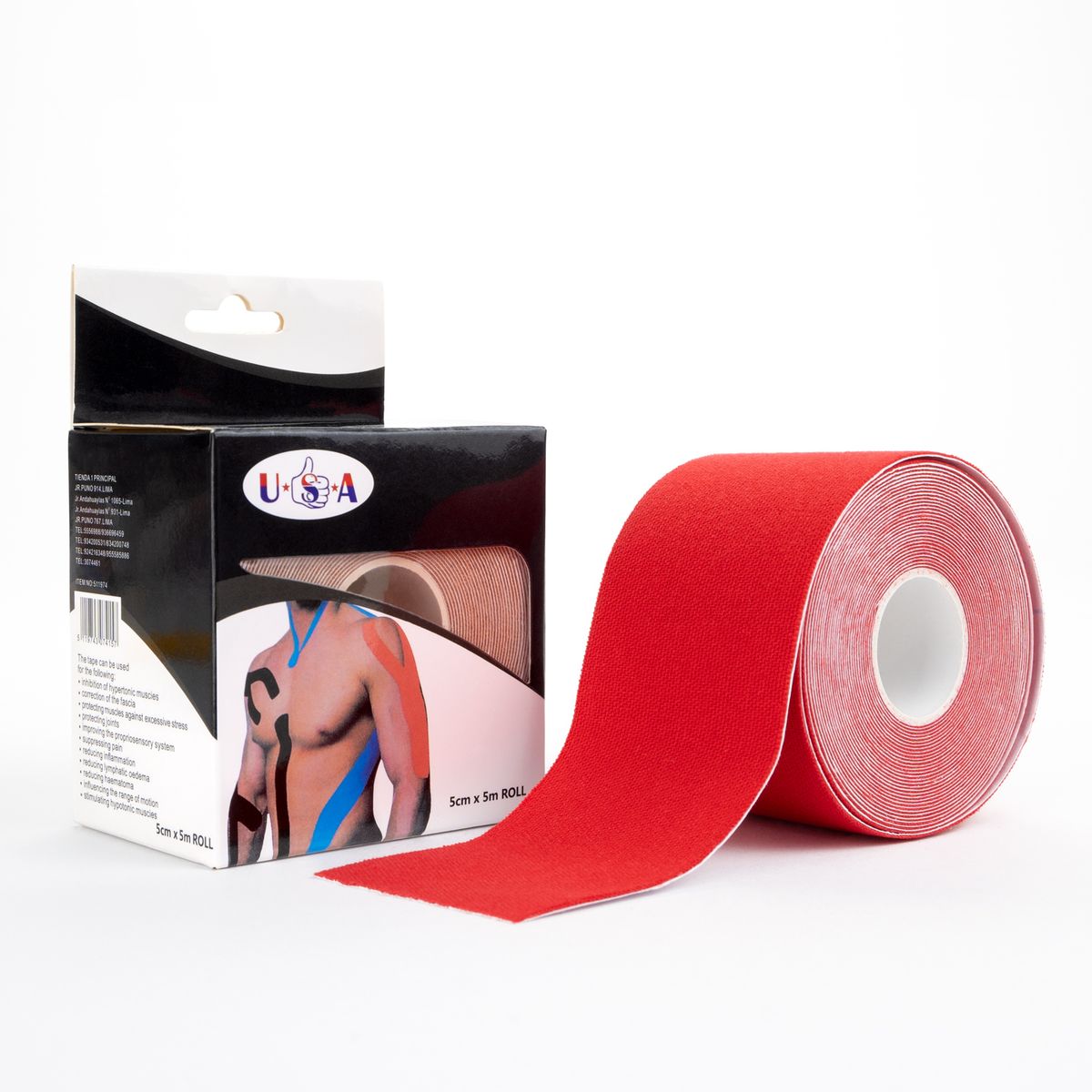 GENERICO - Cinta Venda Kinesiológica Rojo de 5 X 5 CM