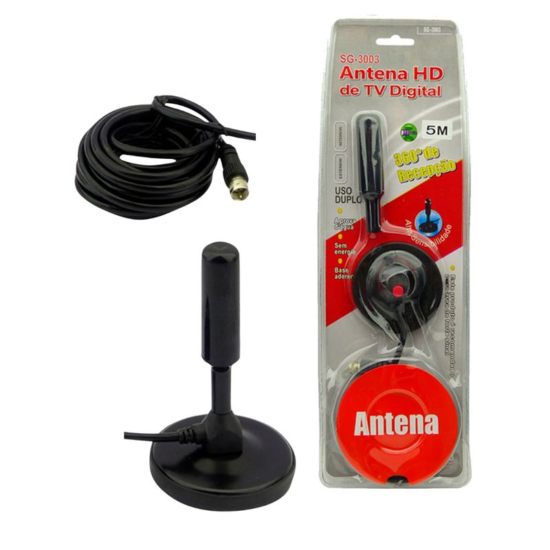 GENERICO - Antena TV Digital HD Omnidireccional 360 con Base Magnética SG-3003