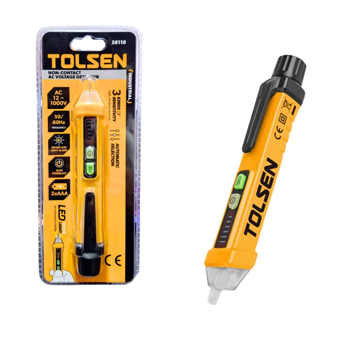 TOLSEN - Detector de Voltaje sin Contacto con Linterna y hasta 1000v Tolsen