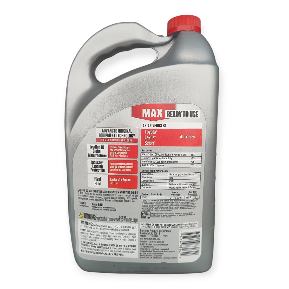 PRESTONE - Refrigerante Anticongelante Asian Cars Prestone Max 50% Rojo