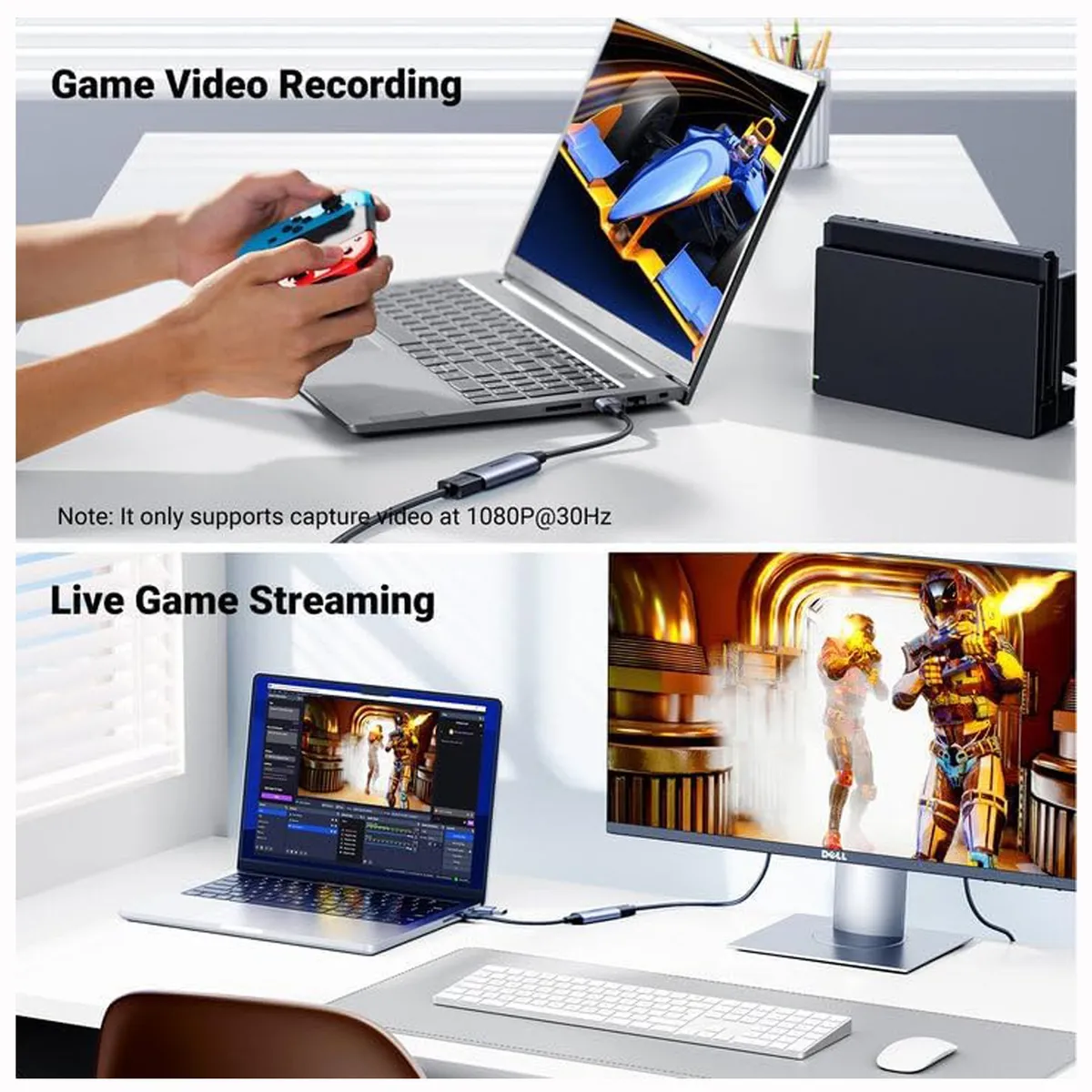 UGREEN - Capturadora de Video UGREEN Full HD 1080P 4K HDMI a USB-AUSB-C