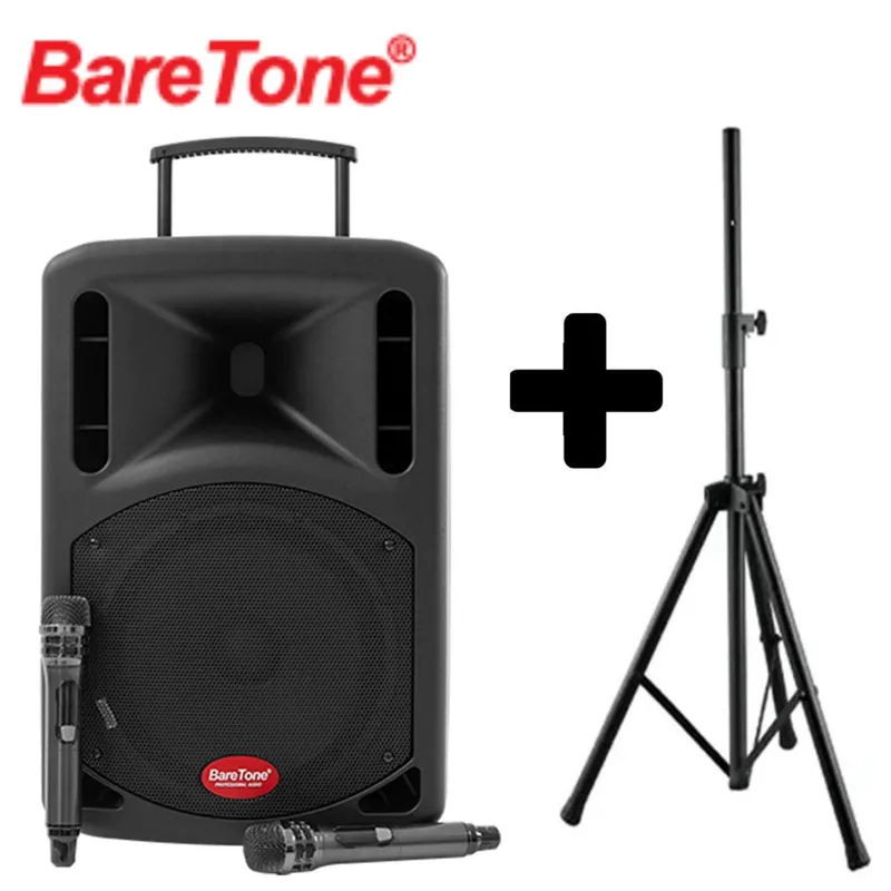 BARETONE - Parlante Portátil BARETONE MAX12EX 200W Efectos de micrófono + SOPORTE