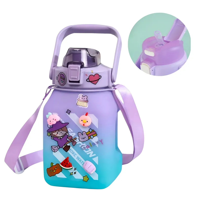 ELMEJORPRECIO - Tomatodo Portátil de 1.5 L Sports con Stickers 2D y 3D  Lila