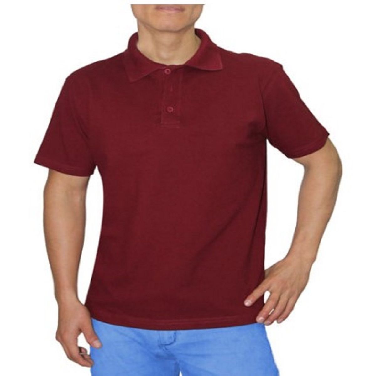 GENERICO - POLO CUELLO CAMISERO MANGA CORTA GUINDA