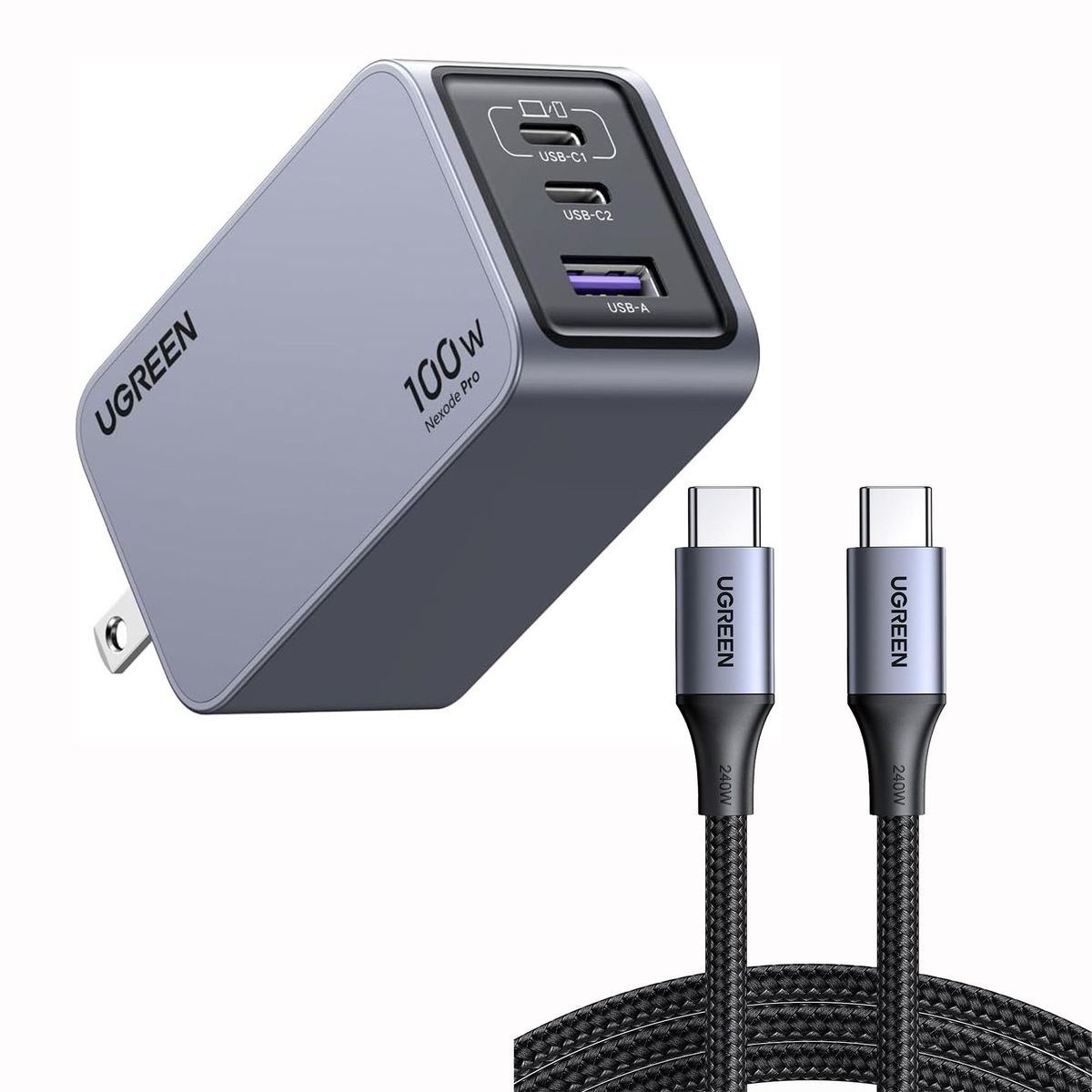 UGREEN - Cargador Ugreen 100W USB-C Nexode PRO 3-Puertos GaN Fast Charge