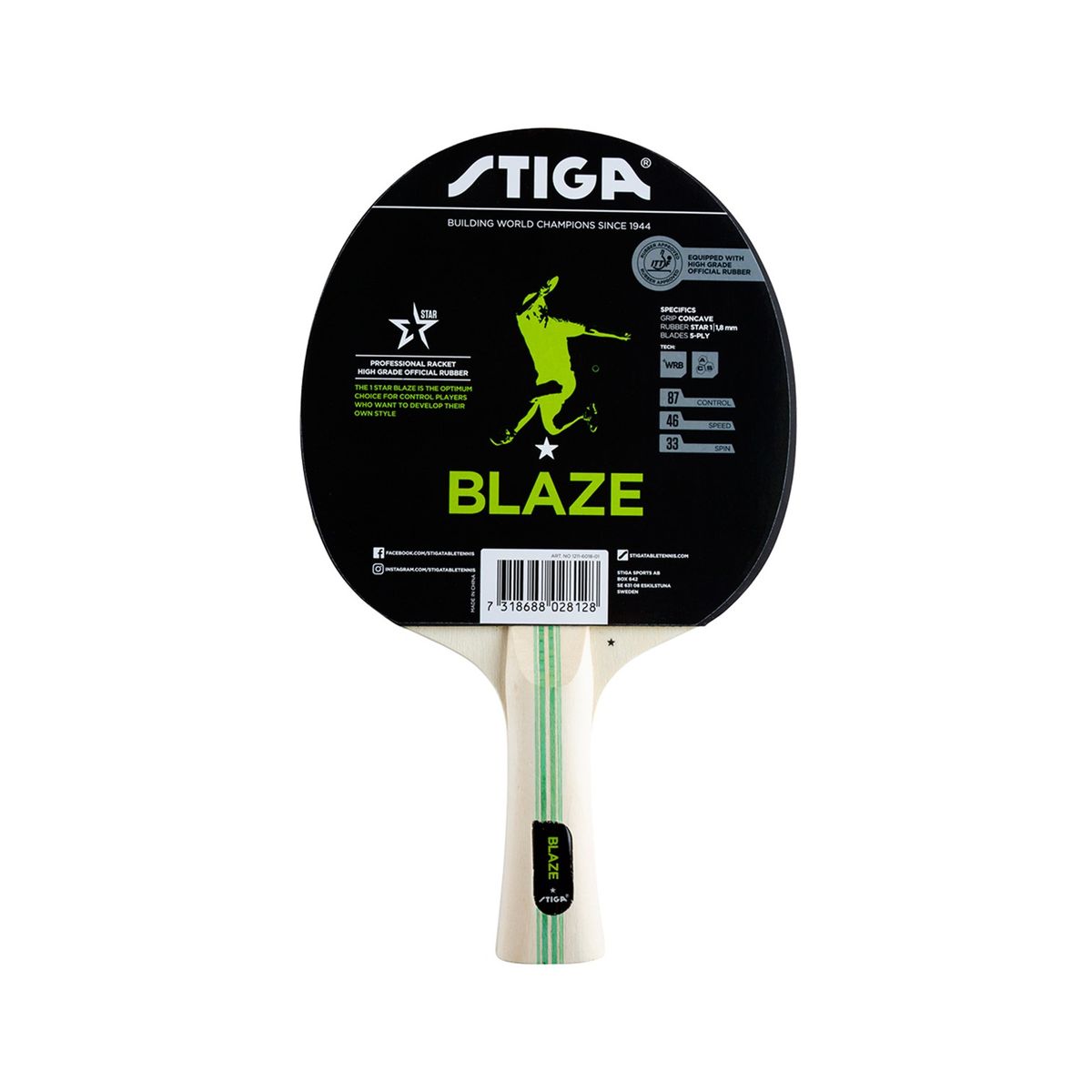 STIGA - PALETA PARA PING PONG TENIS DE MESA 1 ESTRELLA BLAZE STIGA
