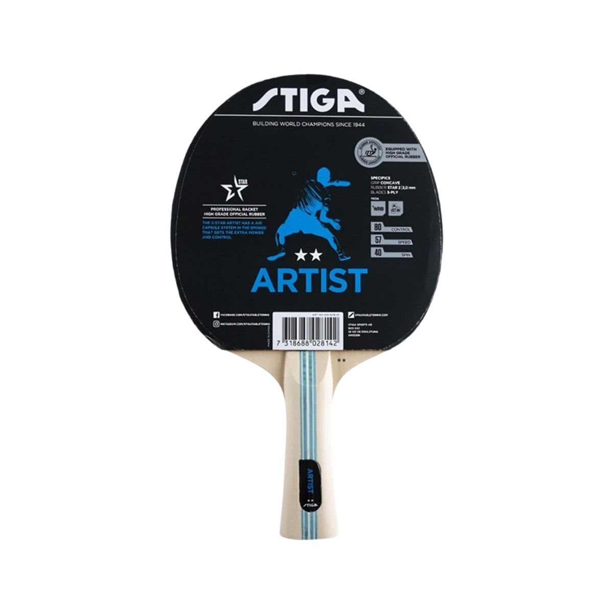 STIGA - PALETA PARA PING PONG TENIS DE MESA 2 ESTRELLAS ARTIST STIGA