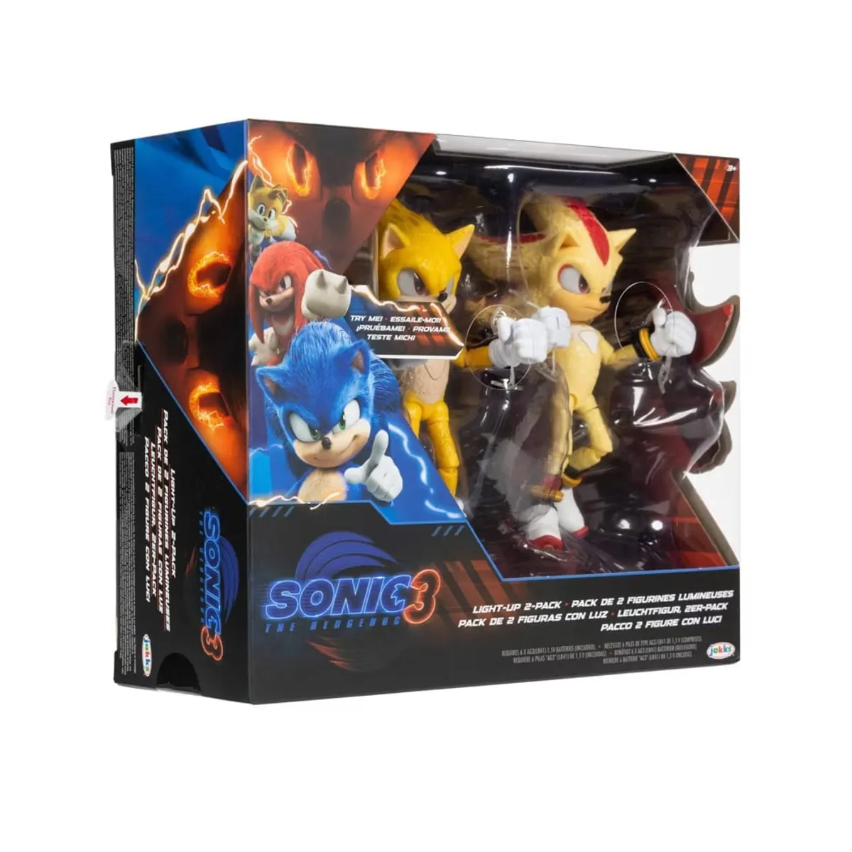 JAKKS PACIFIC - Set 2 Figuras Sonic 3 Super Shadow & Sonic con Luces