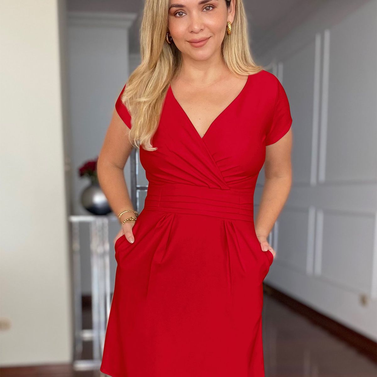 ARMA TU LOOK - VESTIDO ANA MANGA CORTA DE SEDA CON BOLSILLOS ARMA TU LOOK