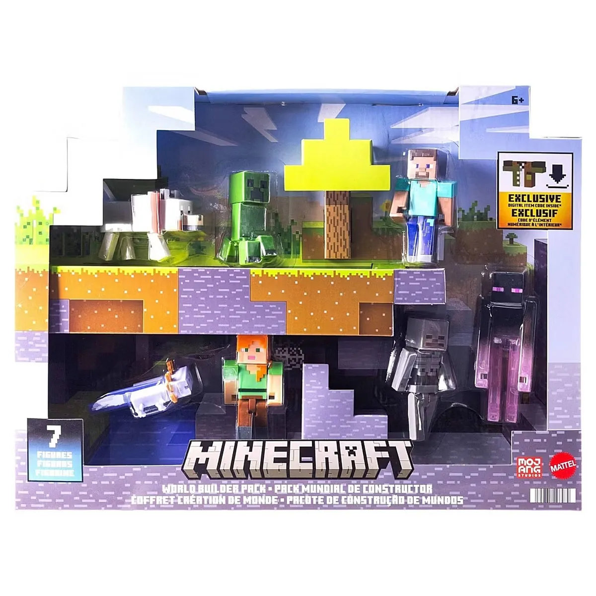 MINECRAFT - Set 7 Figuras Storypack Steve & Alex Creeper Enderman