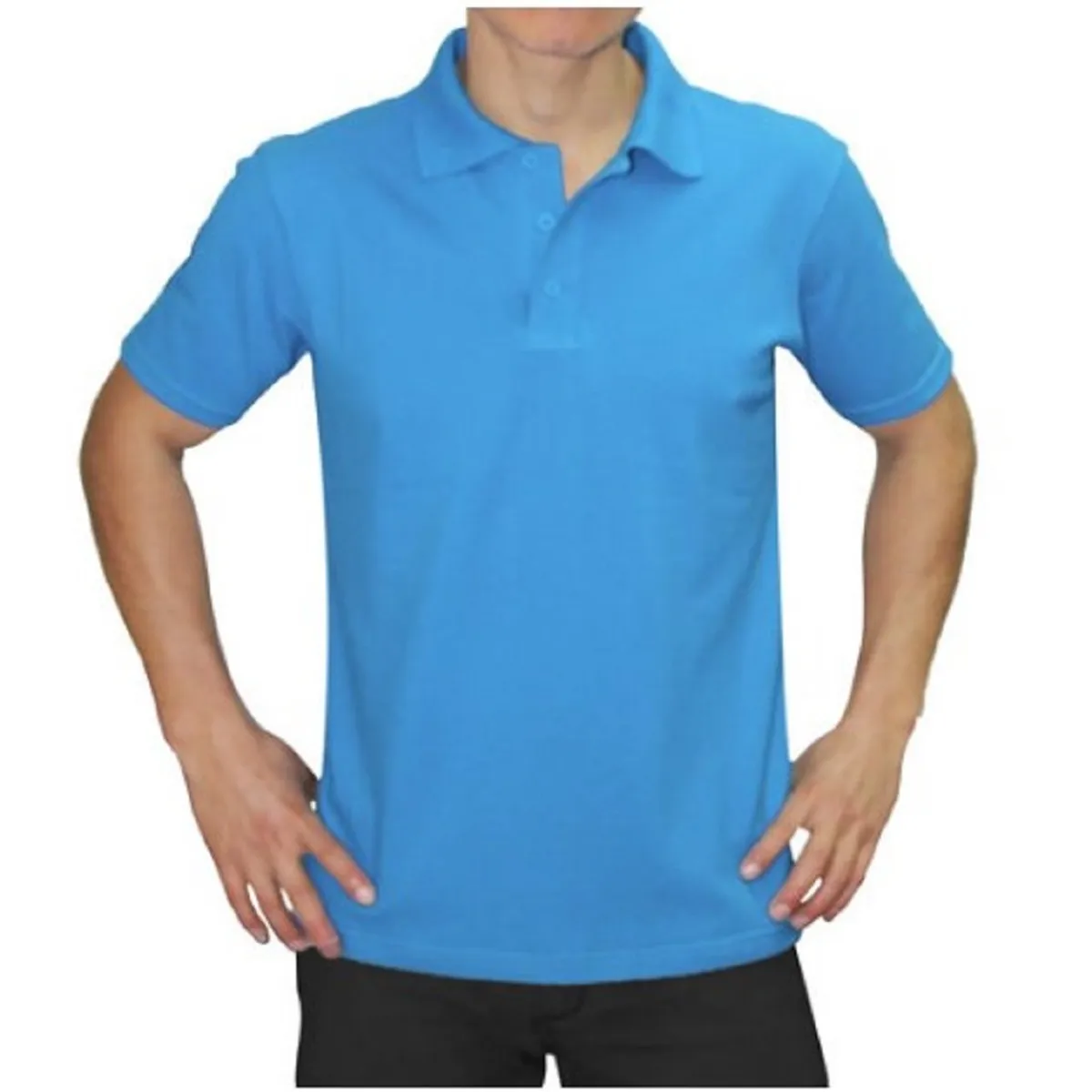 GENERICO - POLO CUELLO CAMISERO MANGA CORTA TURQUESA