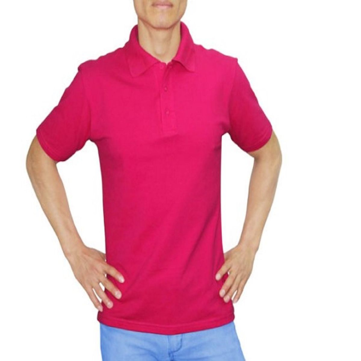GENERICO - POLO CUELLO CAMISERO MANGA CORTA FUCSIA