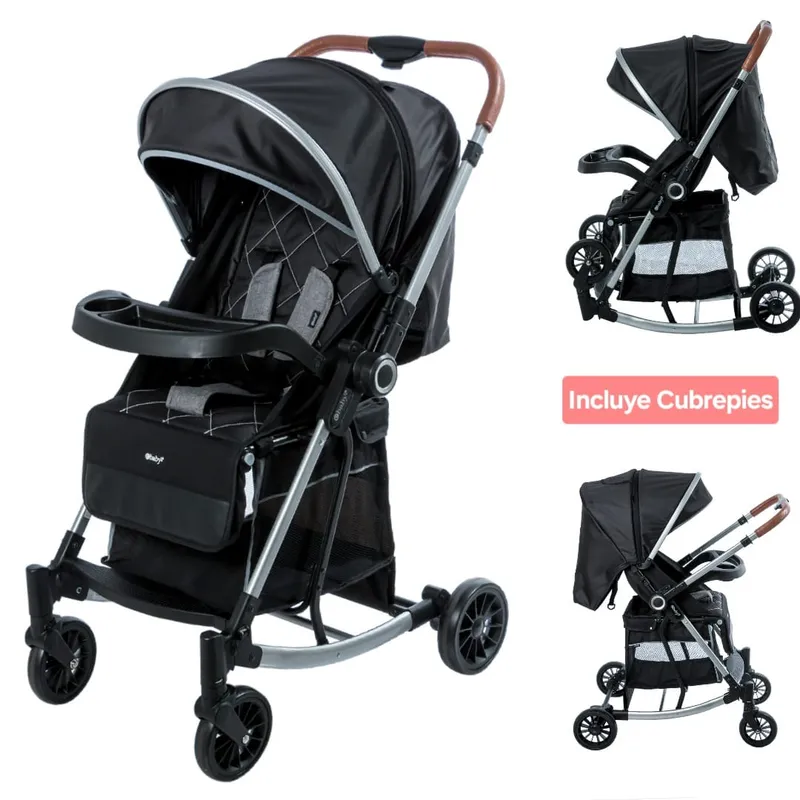 EBABY - Coche Mecedor para Bebe Mango Reversible Negro