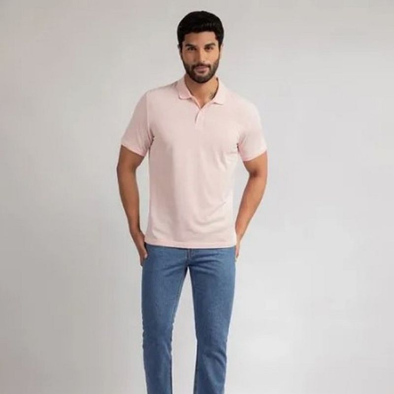 GENERICO - POLO CUELLO CAMISERO MANGA CORTA ROSADO