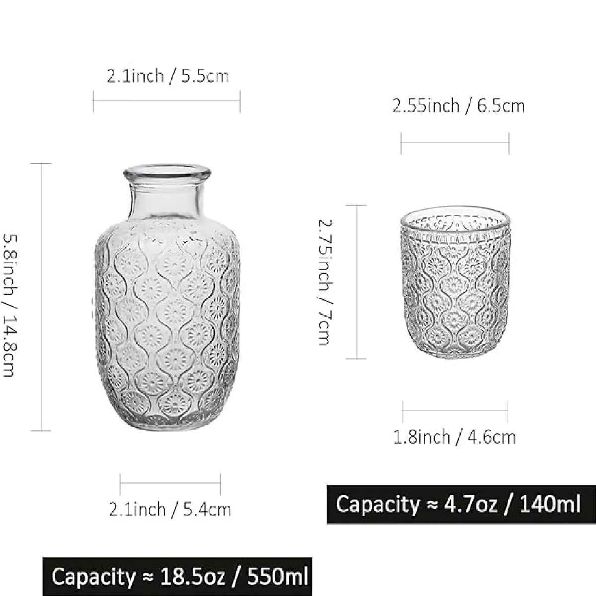 OTTOWARE - Juego de Jarra y Vaso de Vidrio Vintage