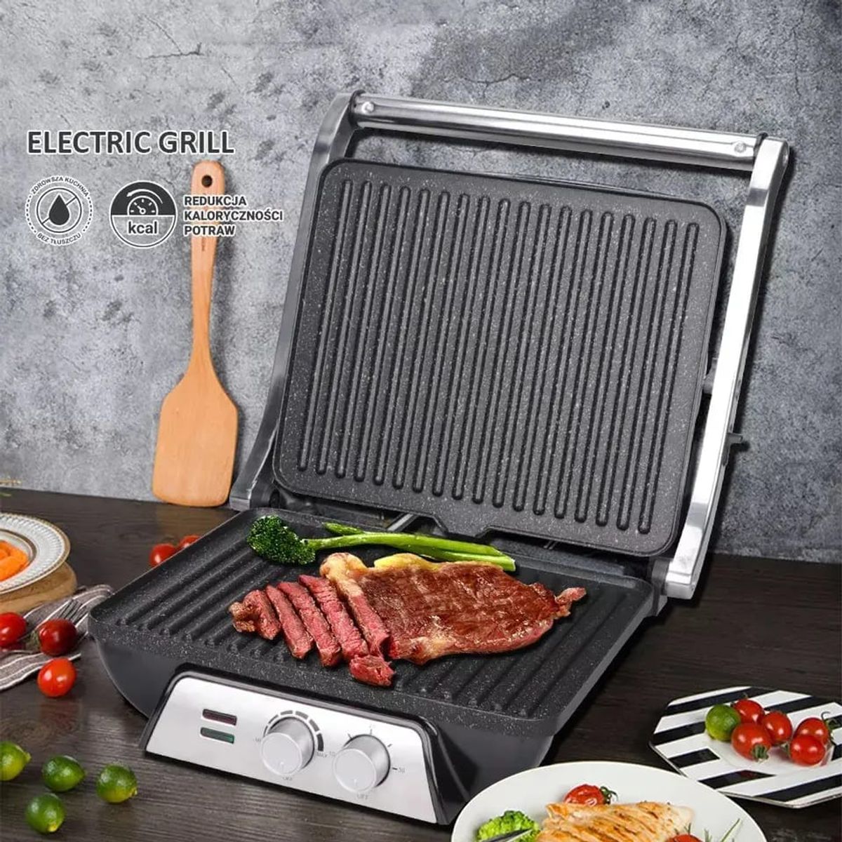 OEM - Grill Electrico Parrillero Portatil Antiadherente 2000Watts