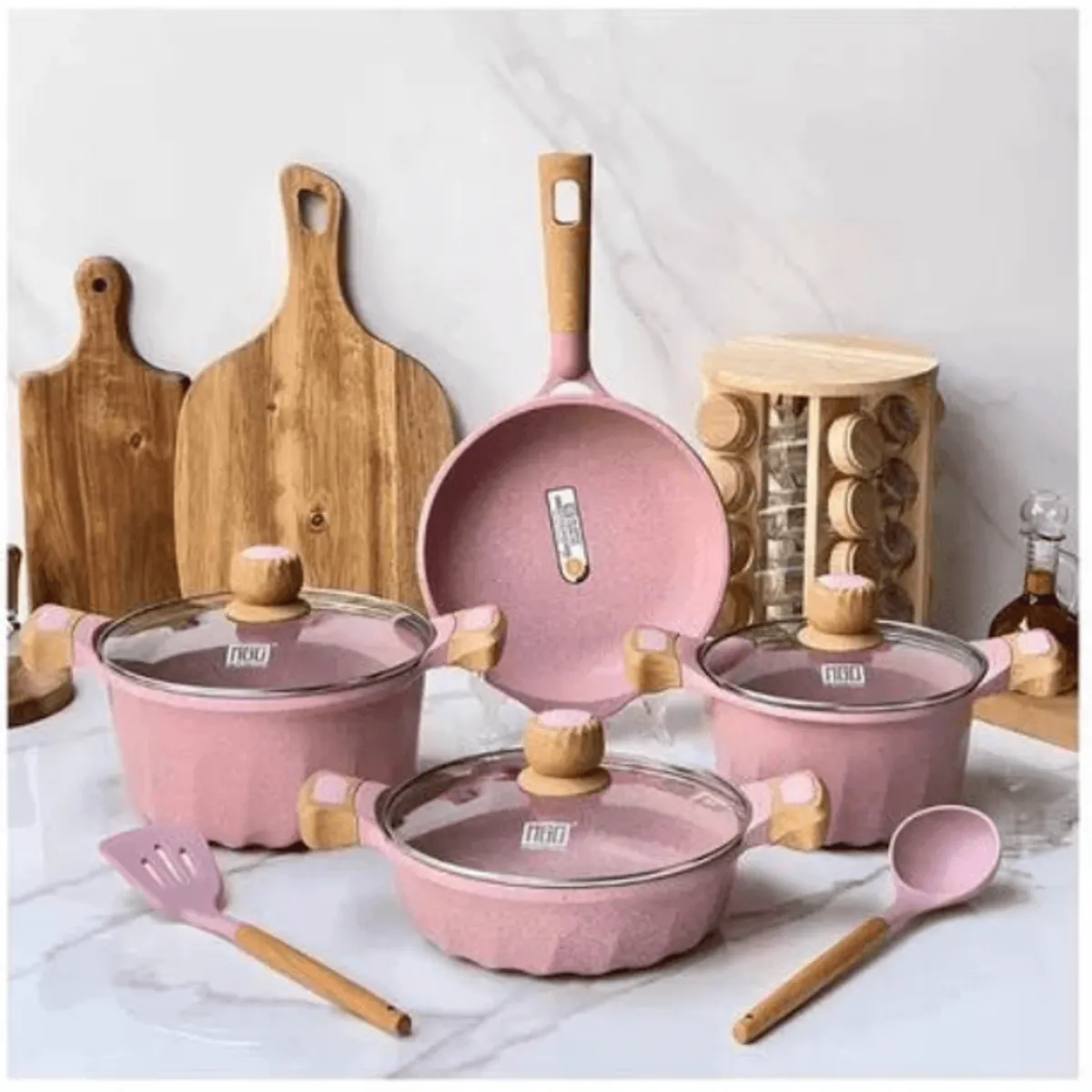 GENERICO - Juego De Ollas Roca Volcanica 12 Piezas Valeska