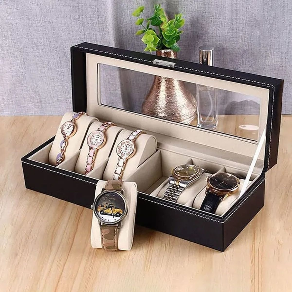 OEM - Organizador de Relojes 6 Compartimientos Portarelojes Exhibidor