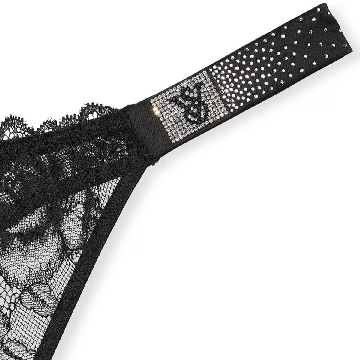 VICTORIA'S SECRET - Calzon Panty  Negra Con Encaje Tira Brillante  Victorias secret