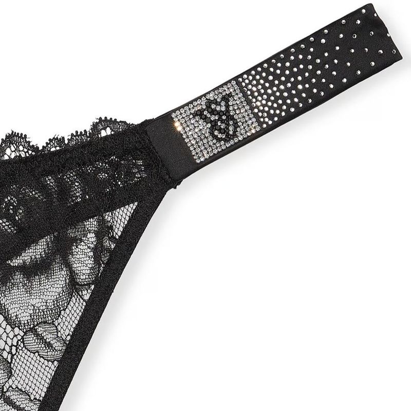 VICTORIA'S SECRET - Calzon Panty  Negra Con Encaje Tira Brillante  Victorias secret