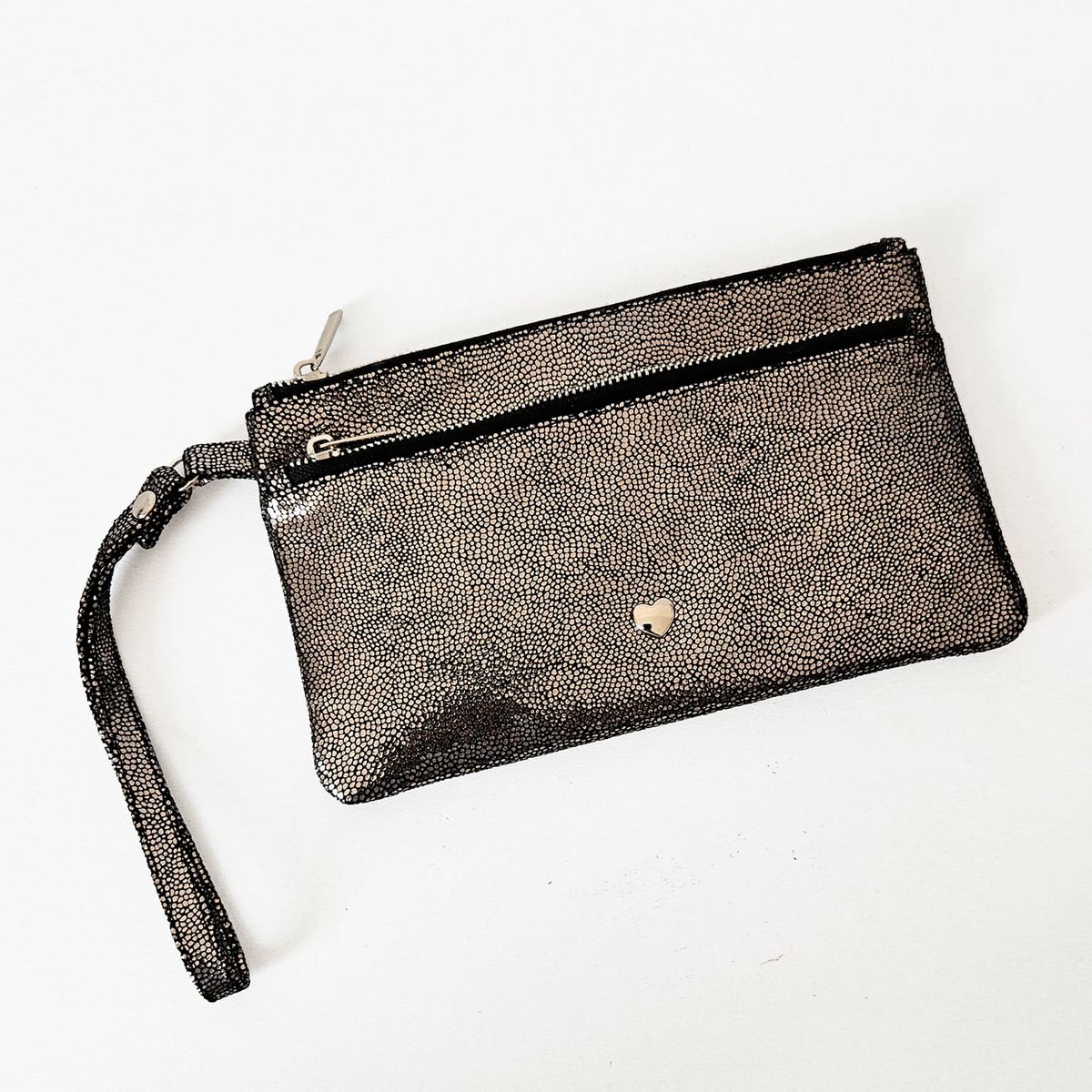 IRISABA - CARTERA DE MANO DE CUERO IRISABA PARA MUJER CASSANDRA NEGRO PELTRE