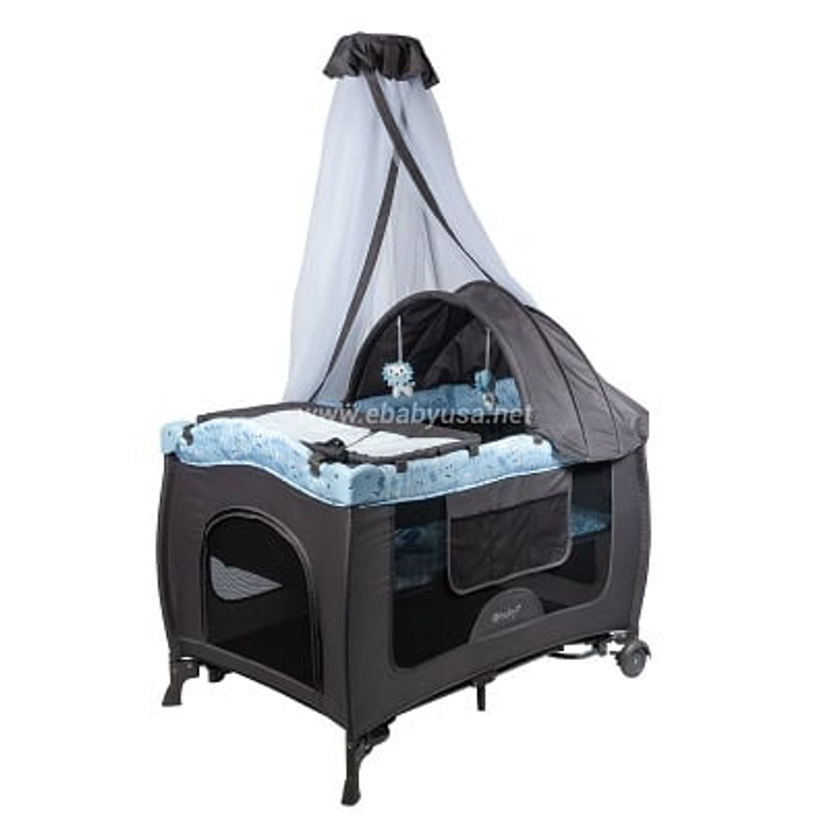 EBABY - CUNA CORRAL CON MECEDORA SALLY 716-4 - AZUL + COLCHON