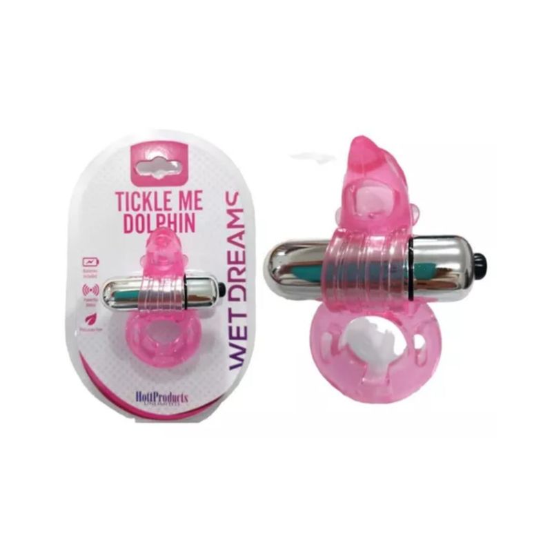 GENERICO - ANILLO ESTIMULADOR DE CLITORIS CON VIBRA- TICKLE ME DOLPHIN