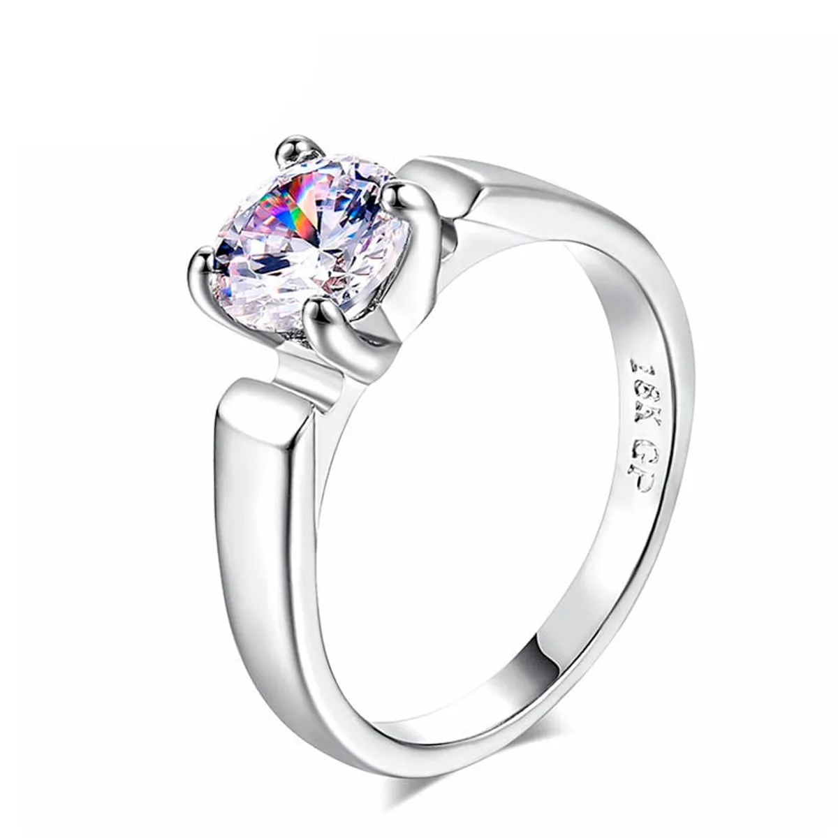 LA TIENDA 88 JOYAS Y ACCESORIOS - La Tienda 88 - Anillo De Compromiso Mujer Bañado en Oro de 18k - Blanco