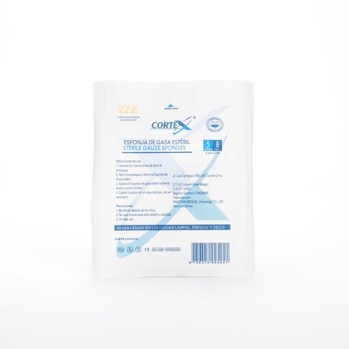 GENERICO - Esponja de Gasa Estéril CORTEX de 5 x 5 CM CAJA 20 UND