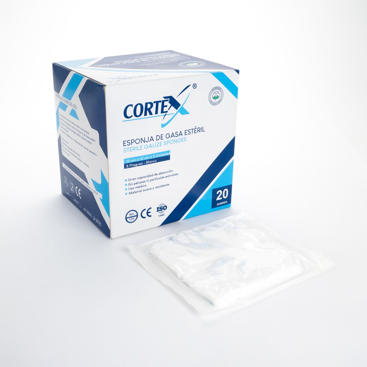 GENERICO - Esponja de Gasa Estéril CORTEX de 10 x 10 CM CAJA 20 UND