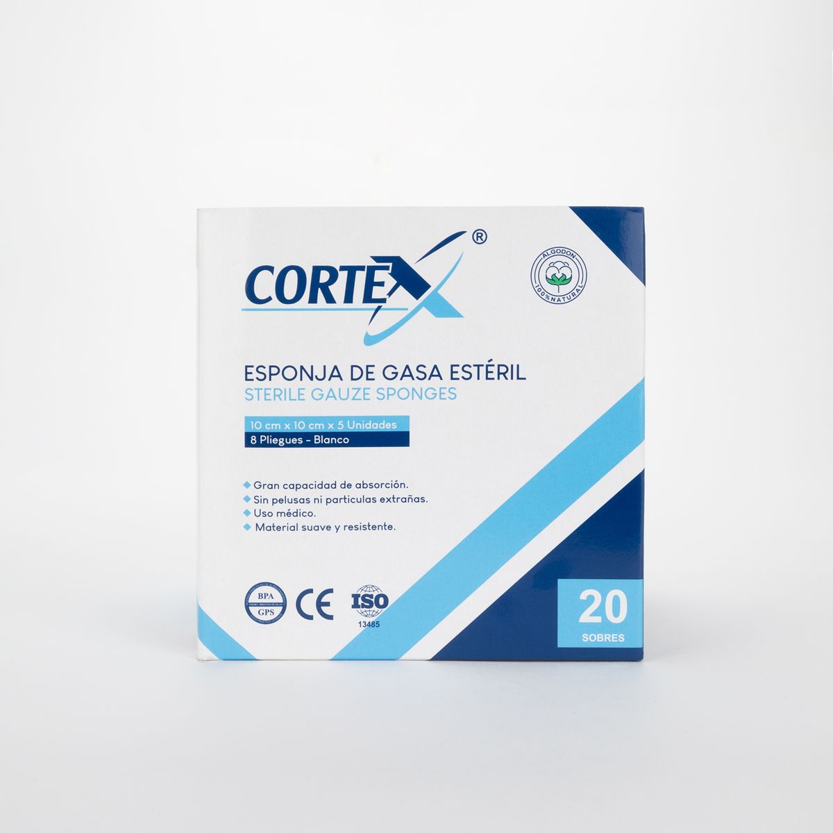 GENERICO - Esponja de Gasa Estéril CORTEX de 10 x 10 CM CAJA 20 UND