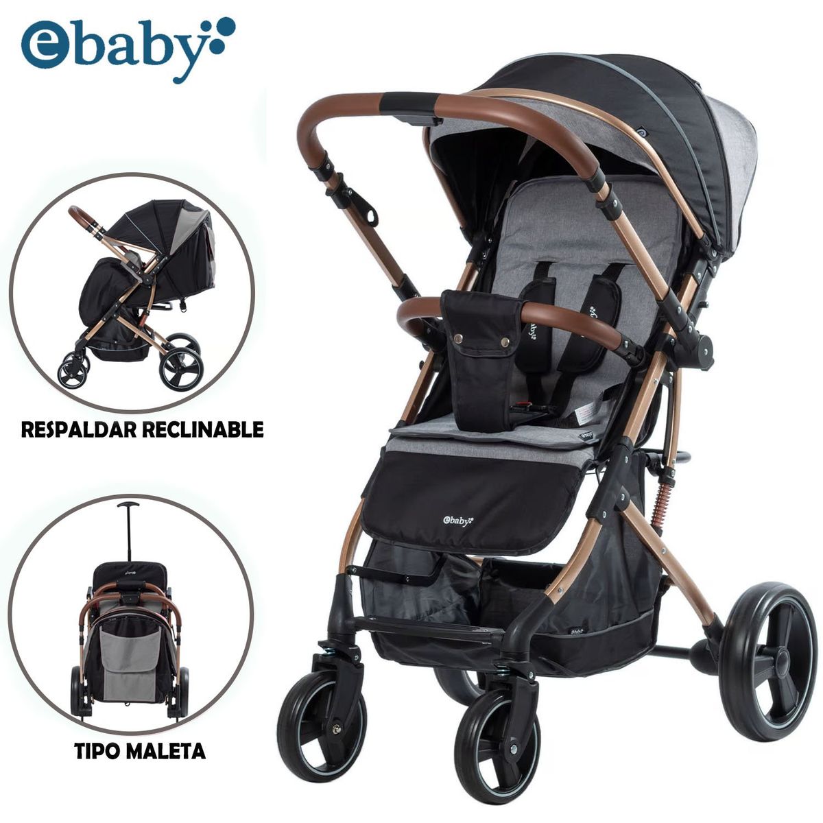 EBABY - Coche Maleta de Lujo RUDI Gray