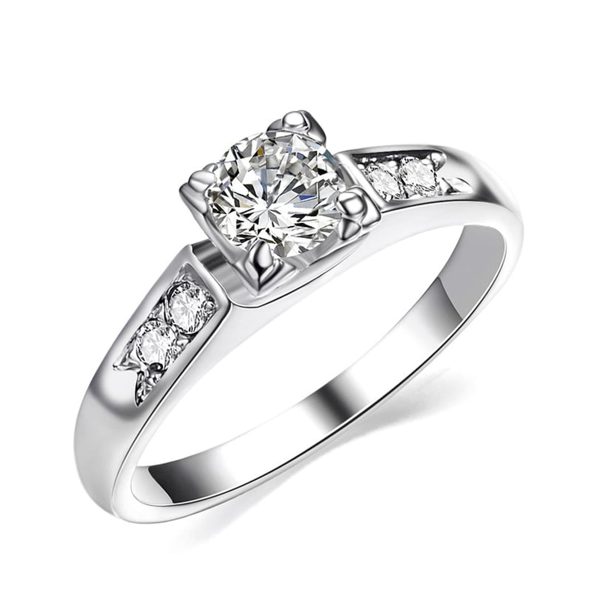 LA TIENDA 88 JOYAS Y ACCESORIOS - La Tienda 88 - Anillo De Compromiso Mujer Bañado en Oro 18k - Blanco