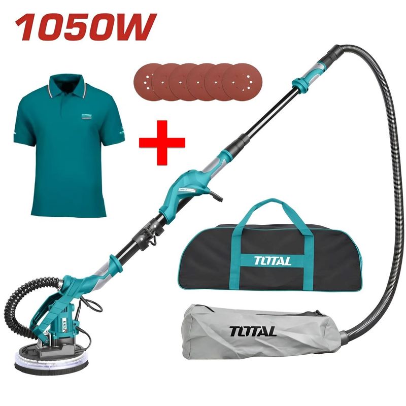 TOTAL TOOLS - Lijadora De Pared Y Techo Telescópica 1050w Drywall Total + Polo - TWS10501