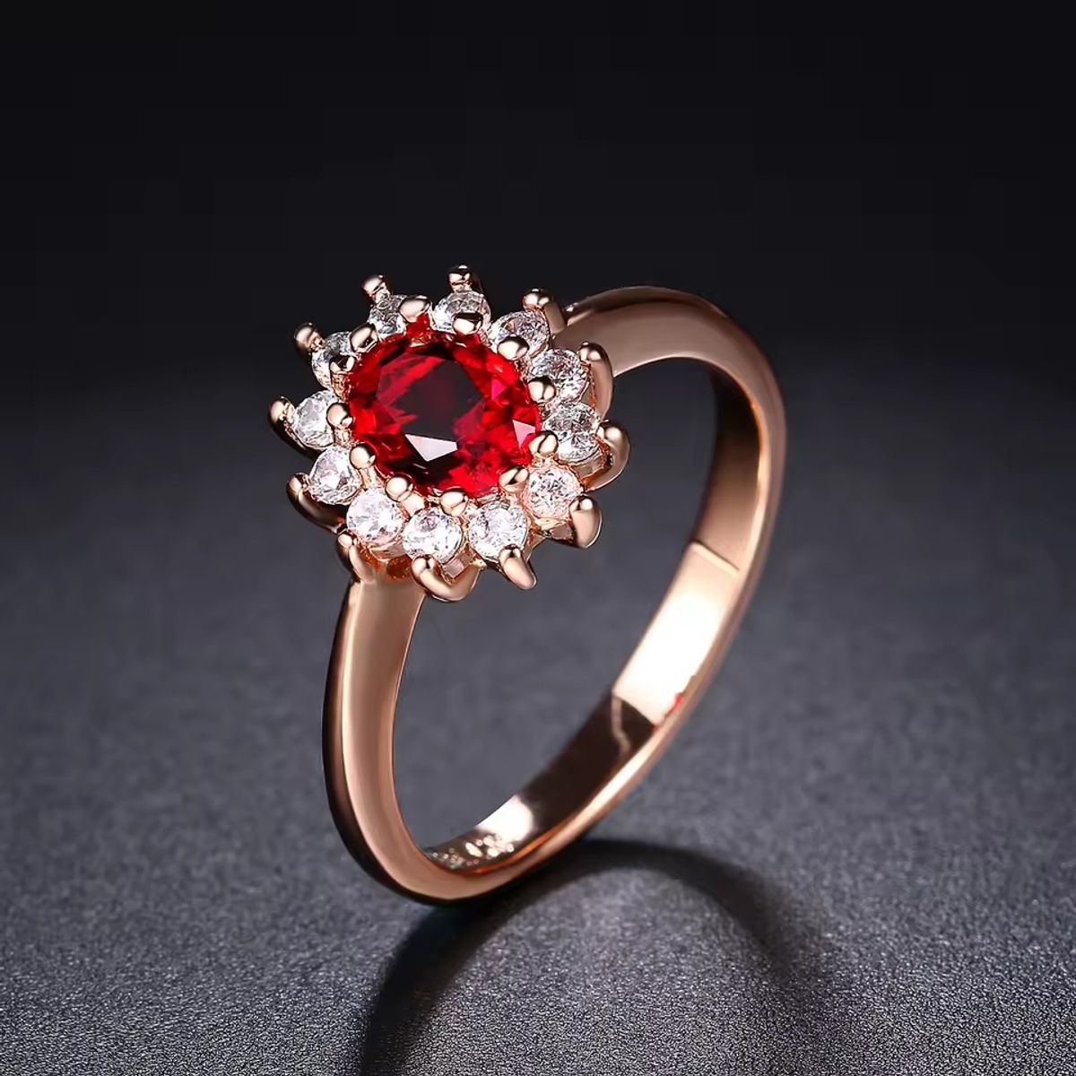LA TIENDA 88 JOYAS Y ACCESORIOS - La Tienda 88 - Anillo Reina Diane Mujer Bañado en Oro de 18k - Rojo