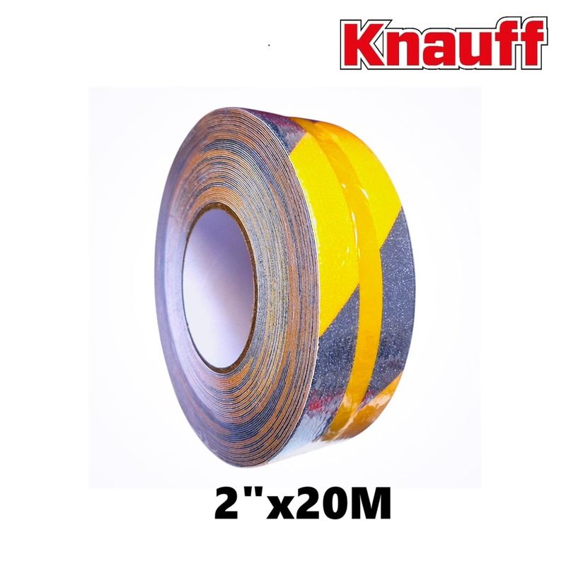 KNAUF - Cinta 20 mt Antiderrapante Antideslizante Negro / Amarillo 50mm