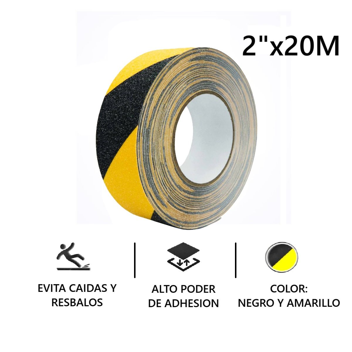 KNAUF - Cinta 20 mt Antiderrapante Antideslizante Negro / Amarillo 50mm