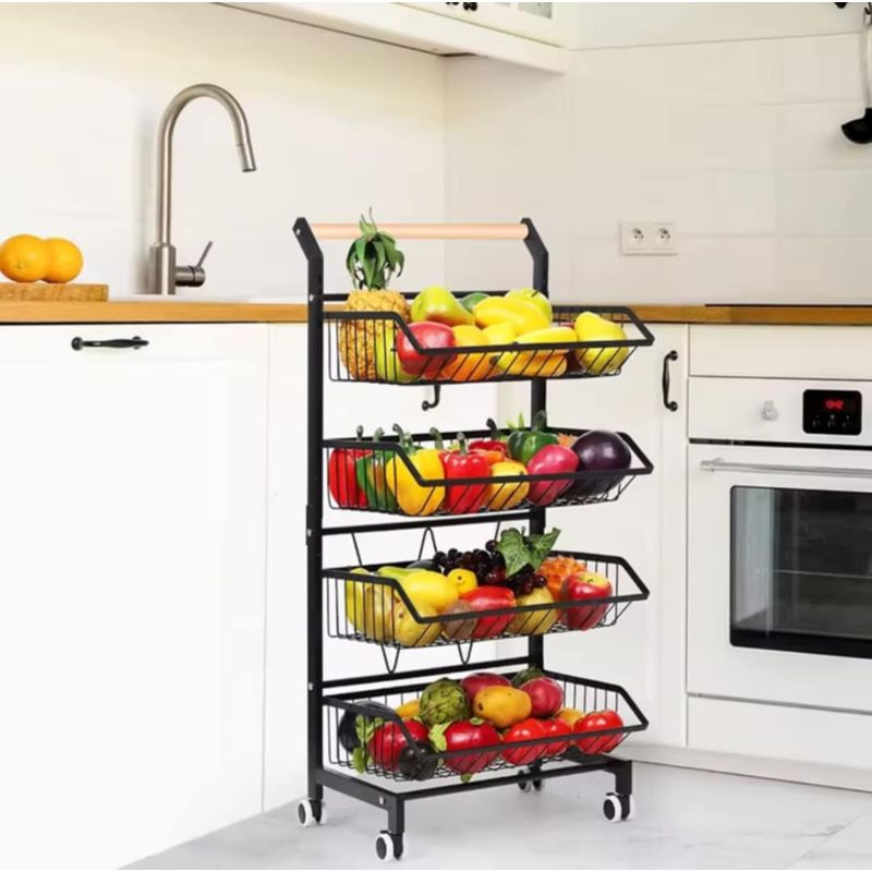 GENERICO - Frutero Verdulero Portatil con Ruedas Elegante de 4 Niveles Cocina