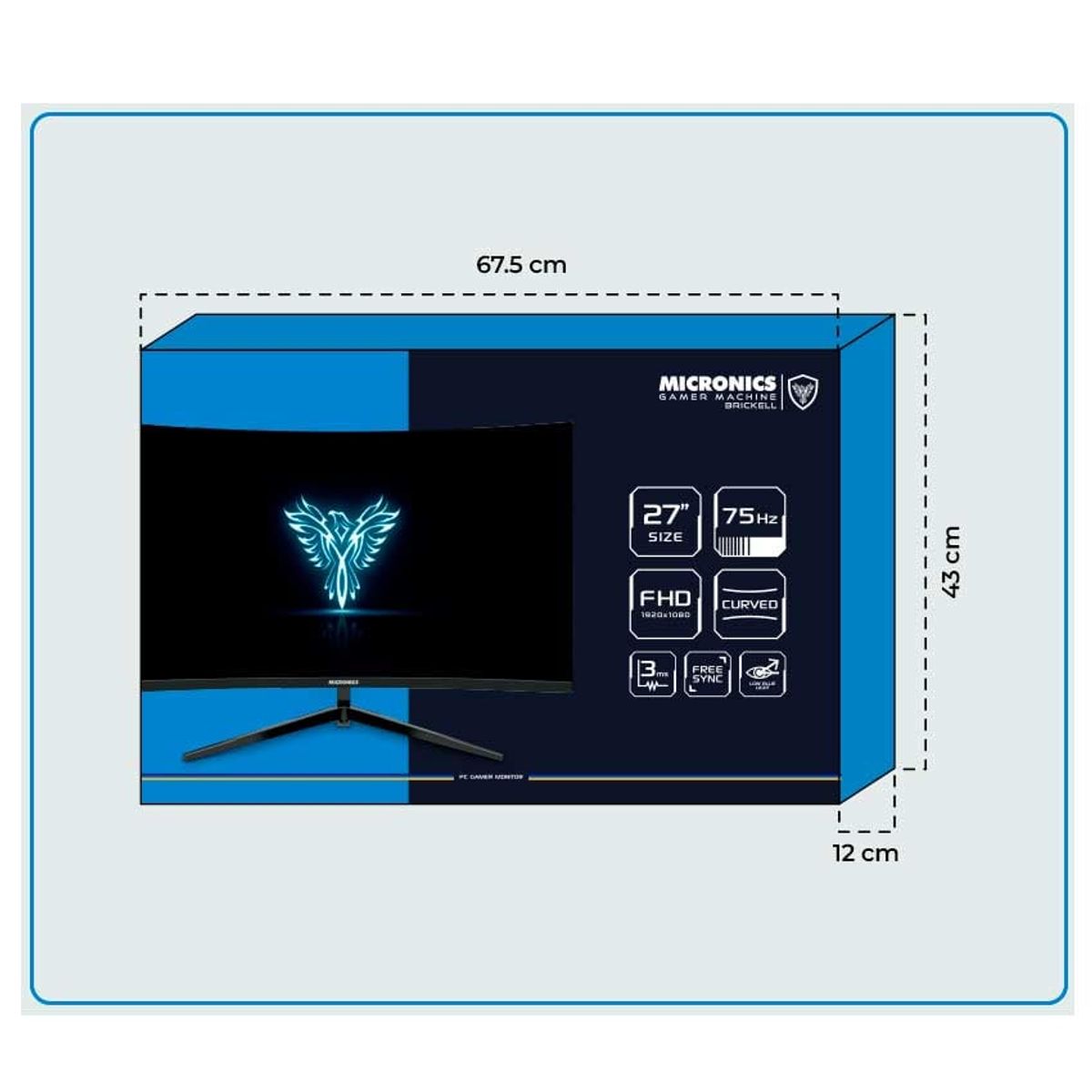 MICRONICS - Monitor Curvo Micronics Brickell 27 FHD 75Hz 3ms FreeSync VESA
