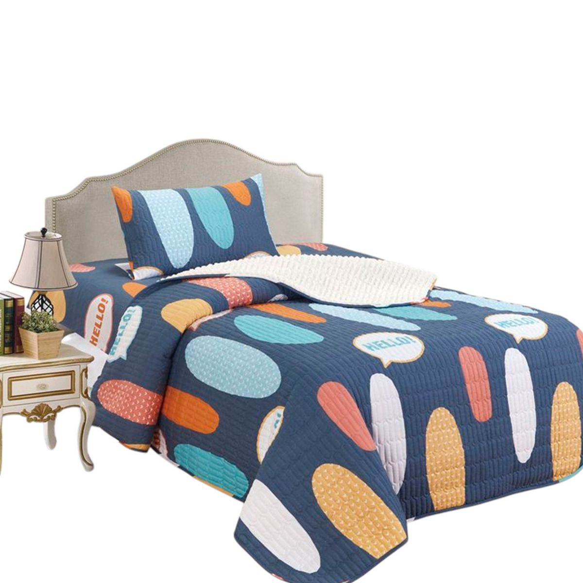 CASATEX - Set Cubrecama Delgado Tela con Reverso Cordero 1.5 Plz-C06